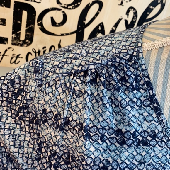 Olsen Europe Blue Print Blouse Size 14 - Picture 3 of 9